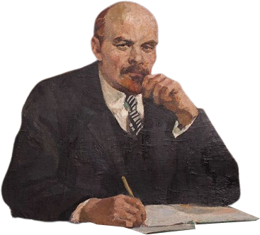 File:Painting of Lenin writing, unknown author (transparent).png