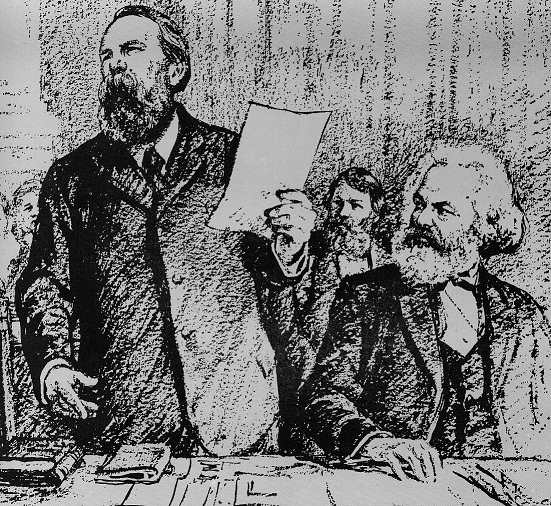 File:Marx and Engels at Hague Congress of IWMA.jpg
