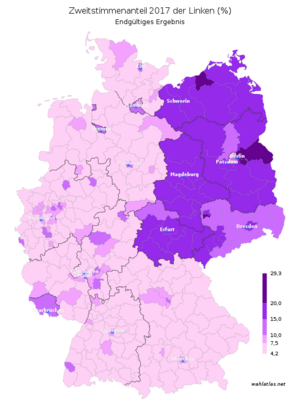 Die Linke 2017 German vote map.png