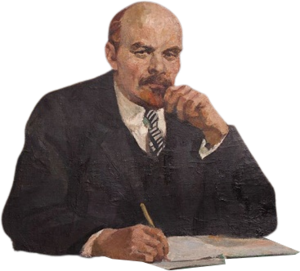 Painting of Lenin writing, unknown author (transparent).png