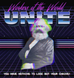 Laborwave artwork with Karl Marx.