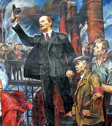 Lenin rallying workers during the Russian revolution.