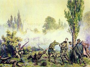 Juliusz Kossak, Battle at Miłosław (1868).jpg