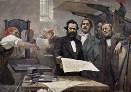 Marx and Engels at the Rheinische Zeitung (oil on convas)